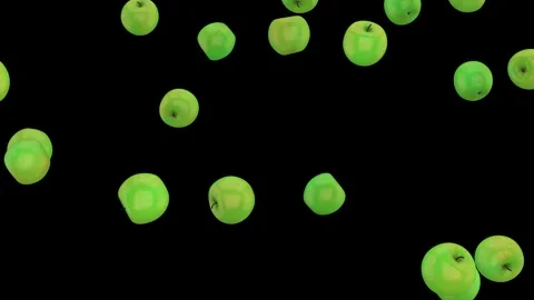Falling fresh green apples loop isolated with an alpha channel Stock Footage 255655602