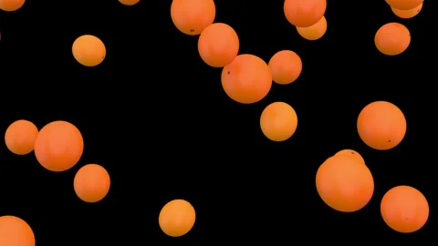 Falling fresh oranges loop isolated with an alpha channel Stock Footage 255653939
