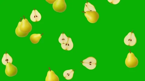 Falling fresh pear fruits motion graphics with green screen background Stock Footage 321744220