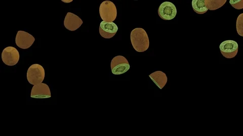 Falling fresh sliced kiwi isolated with an alpha channel Stock Footage 255655029