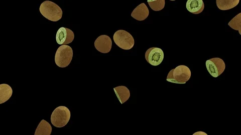 Falling fresh sliced  kiwi loop isolated with an alpha channel Stock Footage 255654855