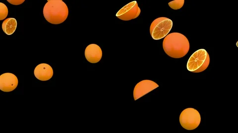 Falling fresh sliced oranges isolated with an alpha channel Stock Footage 255655131