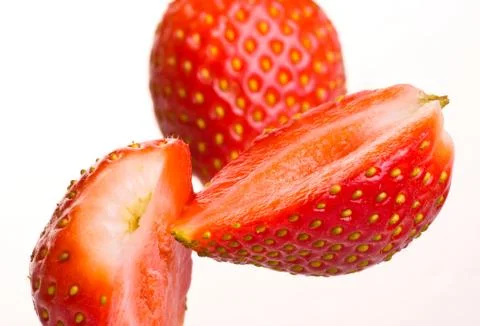 Falling fresh strawberry Stock Photos