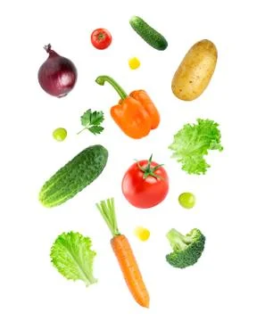 Falling fresh vegetables Foto stock
