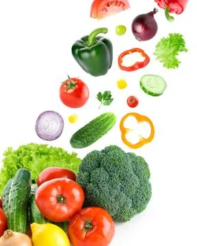 Falling fresh vegetables Stock Photos