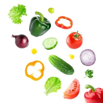 Falling fresh vegetables Stock Photos