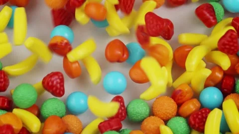 Falling of Fruit Blast Candies Stock Footage 276928340
