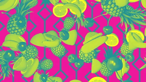 Falling Fruit on vintage pink background 스톡 동영상 244643367
