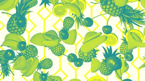 Falling Fruit on vintage white background Stock Footage 244643690