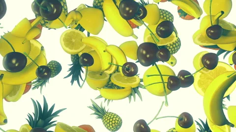 Falling Fruit on white Stock Footage 244643418
