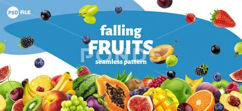 Falling fruits and berries  PSD Template