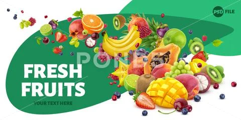 Falling fruits and berries PSD Template
