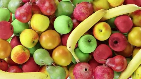 Falling Fruits Transition effect with alpha channel. 3D rendering. Stock Footage 252726294