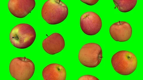 Falling Fuji Apples on Green Background (Looping) Stock Footage 93061620