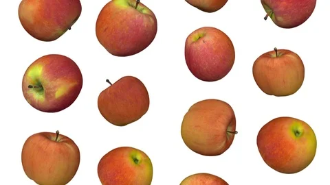 Falling Fuji Apples on White Background (Looping) Stock Footage 93062598
