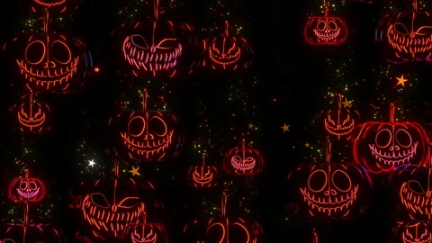 Falling funny pumpkins Stock Footage 140678883