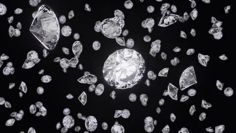 Falling Gems on black backdrop. Abstract background for use in Screen blending Illustrazione stock