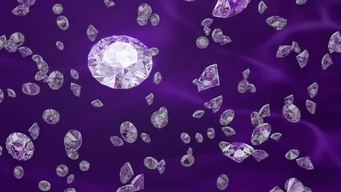 Falling Gems on violet backdrop. Abstract background for use in advertisement. イラスト素材
