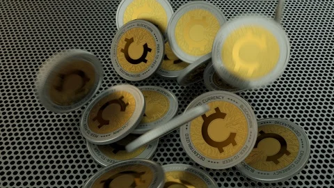 Falling generic crypto currency coins Stock Footage 88947049