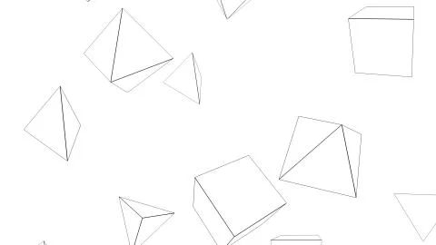 Falling geometric objects. 3D rendering 스톡 일러스트