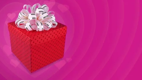 Falling gift box surprise on Valentines day sale, funny couple of bunnies Stock Footage 71484820