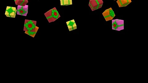 Falling Gift Boxes With Alpha Channel Stock Footage 81860797