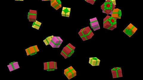 Falling Gift Boxes Loop Alpha Channel Stock Footage 81860796