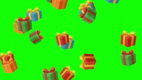 Falling gift boxes motion graphics with green screen background Stock Footage 321262741