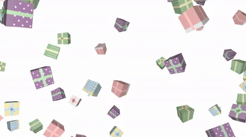 Falling gift boxes (pastel color) - seamless loop, overlay, alpha channel Stock Footage 63332680