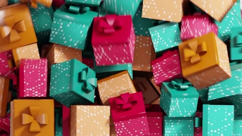 Falling gift boxes transition with alpha.3D rendering. Stock Footage 167668168