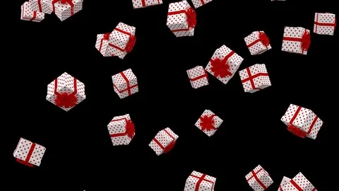 Falling Gifts With Alpha Channel Stock Footage 81861950