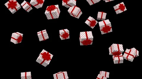 Falling Gifts Loop With Alpha Channel Stock Footage 81861946