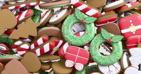 Falling gingerbreads on alpha. Christmas transition Stock Footage 320353555