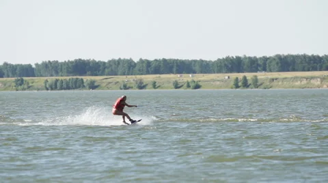 Falling girl with wakeboard Vídeos de archivo 40758344