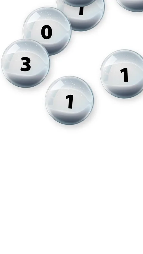 Falling Glass Spheres with Black Numbers on White Background Stock Footage 340259810