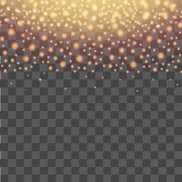 Falling glitter particles on transparent background.  Vector illustration. Stock Illustration
