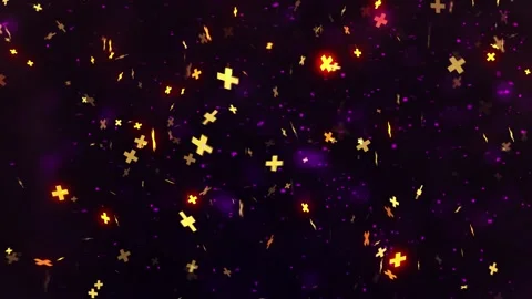Falling Glowing  Particles and Crosses Elements Animation.  Stock Footage 219501811