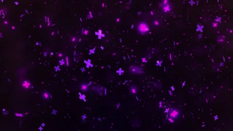 Falling Glowing Purple Particles and Crosses Elements Animation.  Stock Footage 219501809