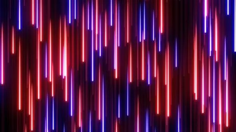 Falling Glowing Red Blue Neon Streak Cascading Rain Line Particles Stock Photos