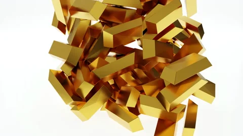 Falling gold bars on white background. 3d gold bars Concept finance business Stock Footage 200783386