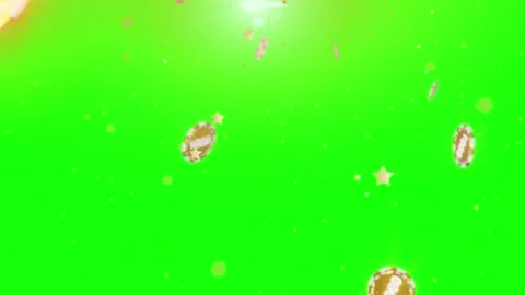 Falling gold casino chips on green screen. Gambling tokens rain down for a Stock Footage 339396368