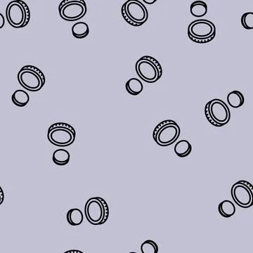 Falling gold coin line vector seamless pattern 스톡 일러스트