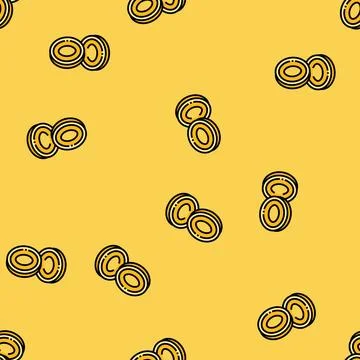 Falling gold coin vector seamless pattern Stock Illustration
