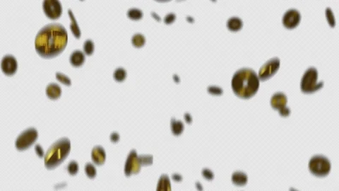 Falling gold coins, 3D rendered on alpha, transparent background, ProRes4444 Stock Footage 226385874