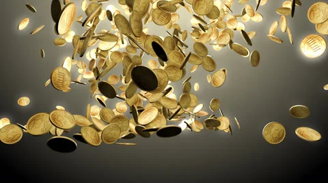 Falling Gold Coins Stock Footage 43592454