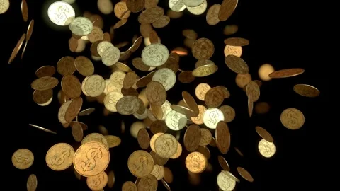Falling gold coins isolated with alpha channel in 4K Gold coins with Rupee Stock Footage 272770436