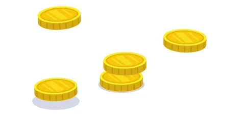 Falling gold coins. Money in stack, columns Stock Footage 153515254