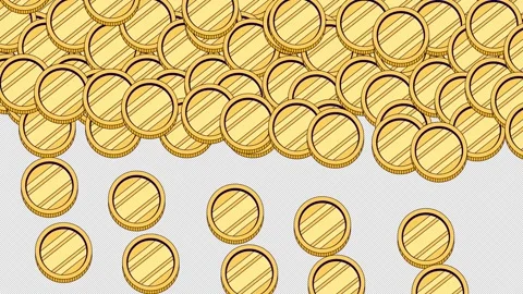 Falling gold coins transition effect video overlay Stock Footage 337890052