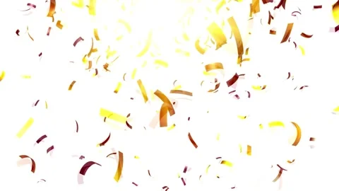 Falling gold colorfull glitter foil confetti Animation falling 3d movement on Video stock 336445181