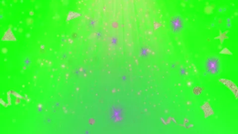 Falling gold confetti and glitter on green screen background with sparkles with Vídeos de archivo 344713036